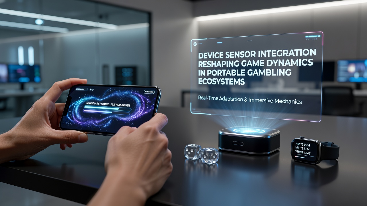 Close-up of mobile device using gyroscope and GPS during a portable poker session